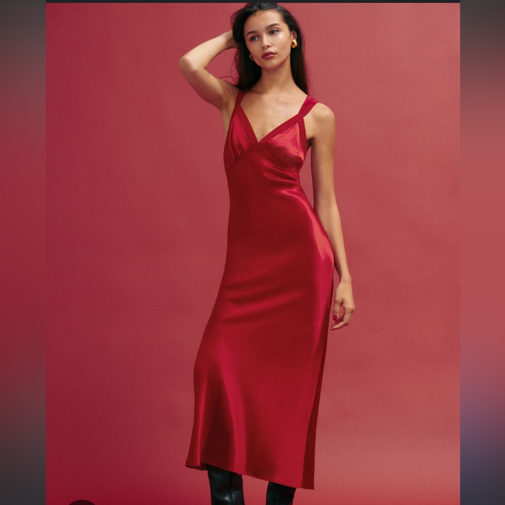 Reformation Red Neola Midi Dress